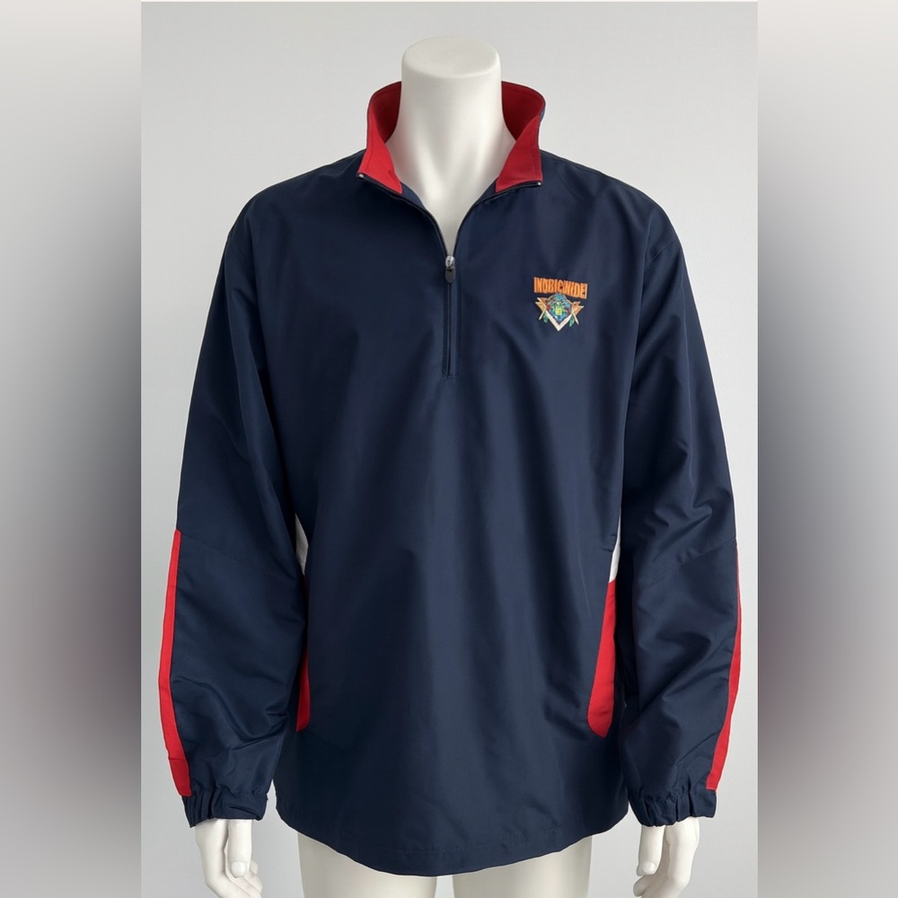 Cooperstown Dreams Park Windbreaker Pullover 1/4 Zip Mens Sz M Blue Red MINT!
